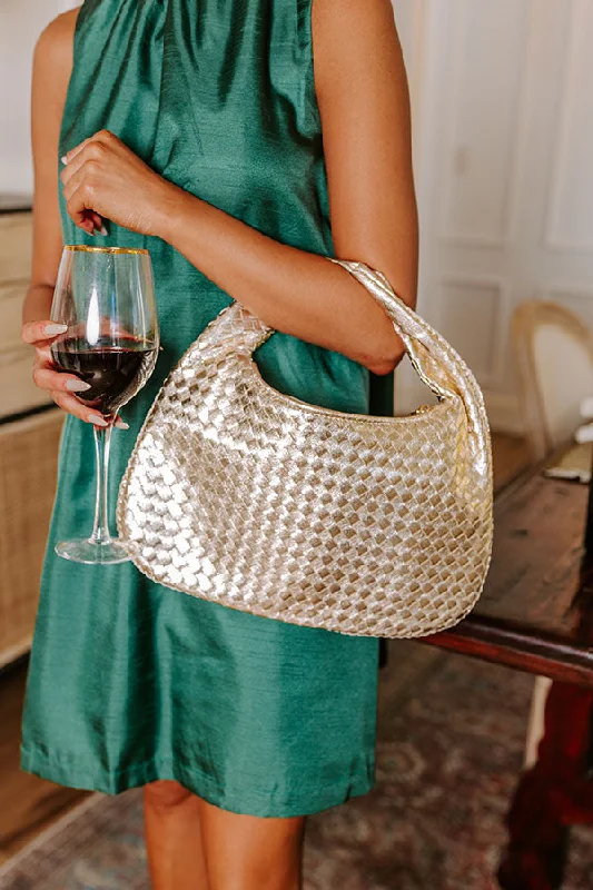 Bags For Playful And Chic Styles Shine Bright Woven Metallic Purse in Gold