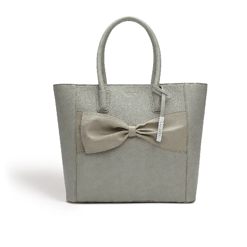 Compact Bags For Minimalist Travelers Grey - Eufala Bow Vegan Tote Bag