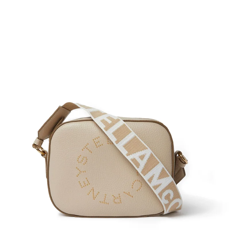 Luxury Bags On Sale Stella Logo Camera Bag Grain Stud, Cream