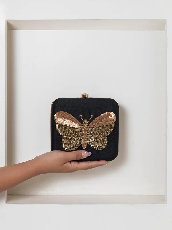 Trendy Bags For Sales Nigah Square Hand Embroidered Butterfly Clutch