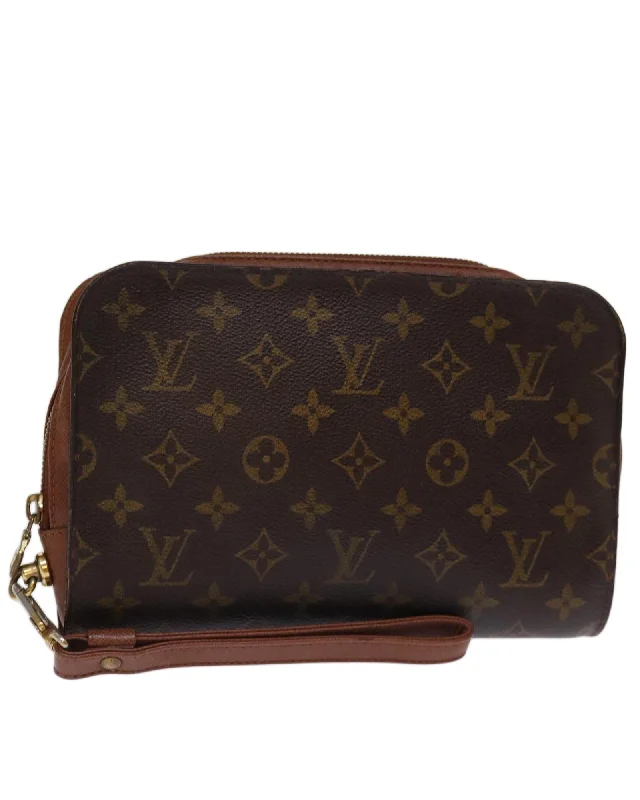Customizable Bags For Personalized Style Monogram Canvas Clutch Bag with Scratches and Rubbing - Rank C Customizable Bags For Personalized Style Monogram Canvas Clutch Bag with Scratches and Rubbing - Rank C