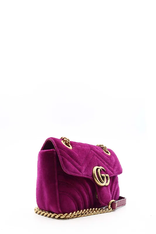 Designer Bags For Luxury Collectors GG Marmont Mini Matelasse Shoulder Bag Velvet Purple Designer Bags For Luxury Collectors GG Marmont Mini Matelasse Shoulder Bag Velvet Purple