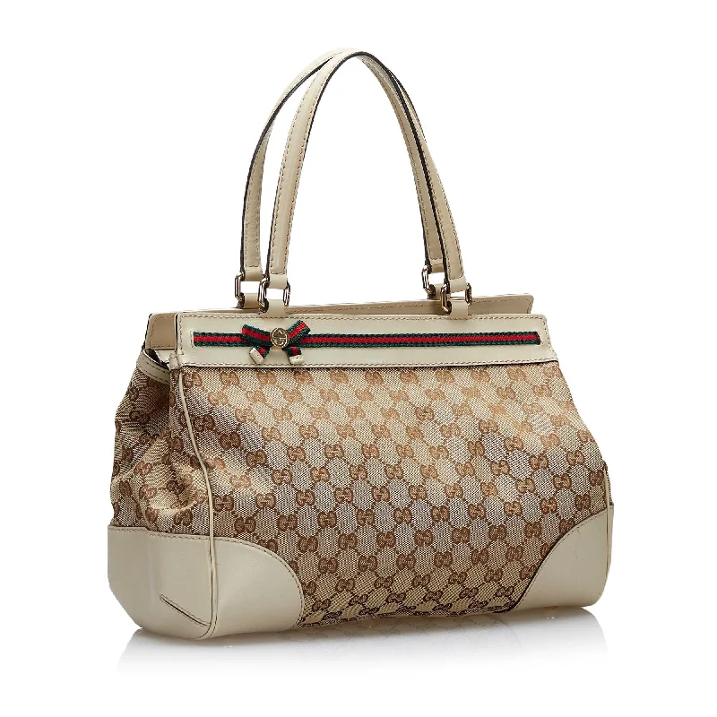 Luxury Bags For Working Professionals Gucci GG Canvas Web Mayfair (SHG-37114)